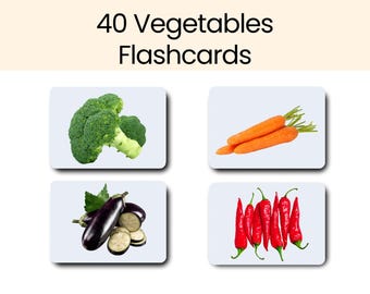 Plantaardige flashcards: echte fotokaarten voor peuters, leuke activiteit voor kinderen, leren montessori (afdrukbare pdf-kaarten)