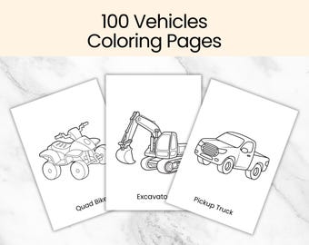 100 Vehicles Coloring Pages – Printable Cars Coloring Book for Kids for All Ages
