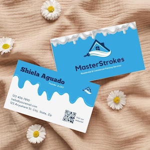 Painter Business Card, Edit in Canva Business Card Template with QR Code, Painting Company Business Card, Editable Calling Card, D02