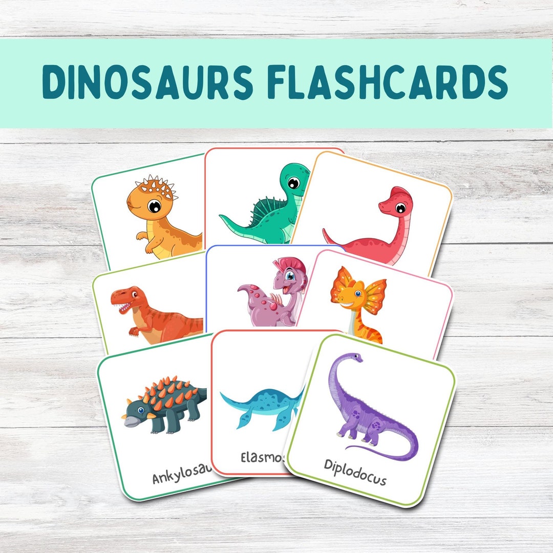 Dinosaur Flashcards for Toddler Activity Flashcards Printable Colorful ...
