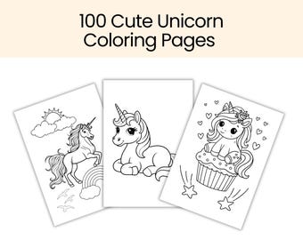 100 Unicorn Coloring Pages for Toddlers Colouring Book for Kids Activity Page Printable Coloring Cute Unicorn Pages