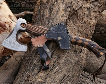 Bearded Axe, Handforged Axe, Bushcraft Axe, Camping Axe, Viking Axe with Leather Sheath, Personalized Gift, Christmas Gift, Black Friday