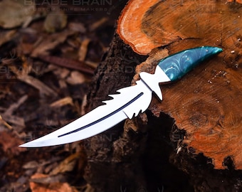 Handmade Feather Style Hunting Knife, Camping Knife, Fixed Blade Hunting Knife, Anniversary Gift, Birthday Gift, Feather Knife, Gift for Him