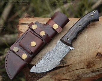 Damascus Tracker Knife - Handmade Personalized Knife - G10 Micarta Handle, Expert Craftsmanship, Gift for Dad, Anniversary Gift, Hunting EDC