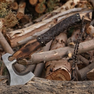 Personalized Axe, Handforged Axe, Bushcraft Axe, Camping Axe, Viking Axe with Leather Sheath, Personalized Gift, Christmas Gift
