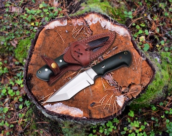 Hand Forged 440C Hunting Knife, Skinner Knife, Micarta Knife, Best Birthday Gift, Anniversary Gift, Cop Knife, Bushcraft Knife, USA