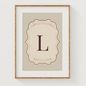 Vintage Monogram Wall Art | Antique Initial Typography | Editable Canva Template | Digital Download