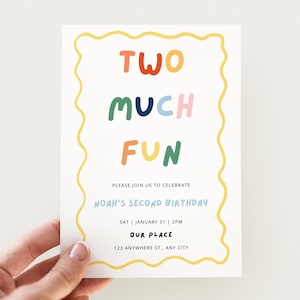 Two Much Fun 2nd Birthday Invitation Template | Second Birthday Party Invite | Digital Download 126