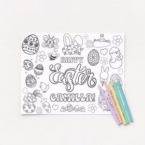 Página para colorir de Páscoa editável | Atividade de Páscoa personalizada com nome | Download digital