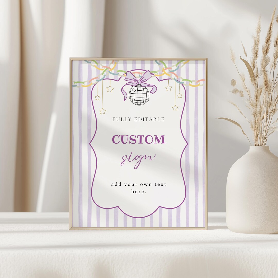 Fancy Stretch Sign Fancy Nancy Party Sign Template | Editable Canva Decor | (digital ...