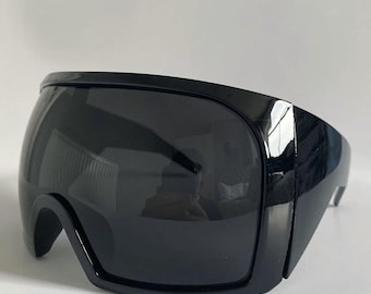 Rick Style Schwarze Wrap-Around-Schild-Visier-Sonnenbrille