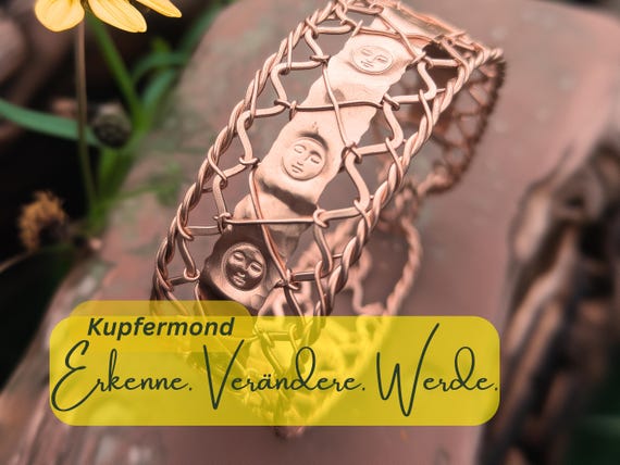 Full Moon Bracelet “Between Worlds” – Copper bangle with moon faces