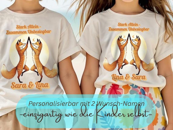 Kids' T-Shirt – Strong Alone - Invincible Together – Foxes – Organic & Customizable