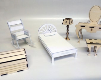 Beautiful Dolls House Bedroom Furniture Set (Built)