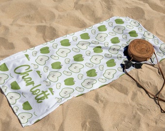 Personalized Fruit Beach Towel, Custom Name Summer Pool Accessory