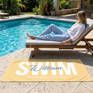 Personalized Swim Team Towel, Custom Pool Towel with Name, Swimming Towels for Kids, Teens, Adults Swim Gift for Swimmers & Coaches image 6