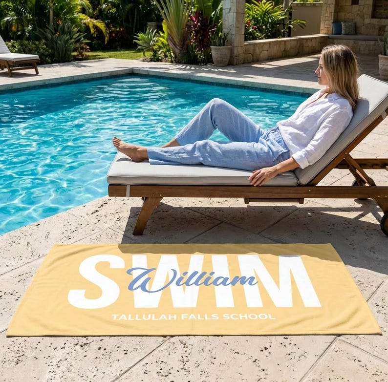 Personalized Swim Team Towel, Custom Pool Towel with Name, Swimming Towels for Kids, Teens, Adults Swim Gift for Swimmers & Coaches image 6