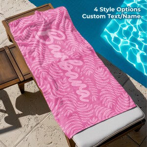 Custom Tropical Beach Towel with Name, Personalized Palm Tree Print Pool Towel, Soft & Stylish, Summer Gift Idea, Girls Trip Vacation Towel