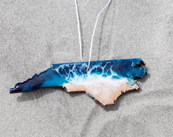 Handmade Ocean Inspired North Carolina Ornament made with Resin