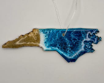 Handmade Ocean Inspired North Carolina Ornament made with Resin