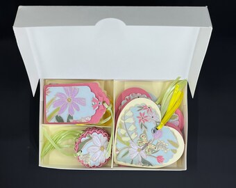 Floral Butterfly Gift Tag Set: Die Cut Cardstock Hang Tags