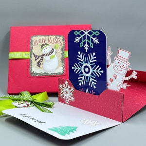 One Popup Handmade Jolly Snowman Christmas Gift Card or Money Holders with Envelope; &quot;A Gift For You&quot;