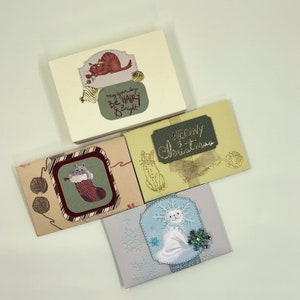 Handmade Cat Christmas Puns Gift Card or Money Holders Set 0f 3 - May your days Be Hairy & Bright -MEOWY Christmas