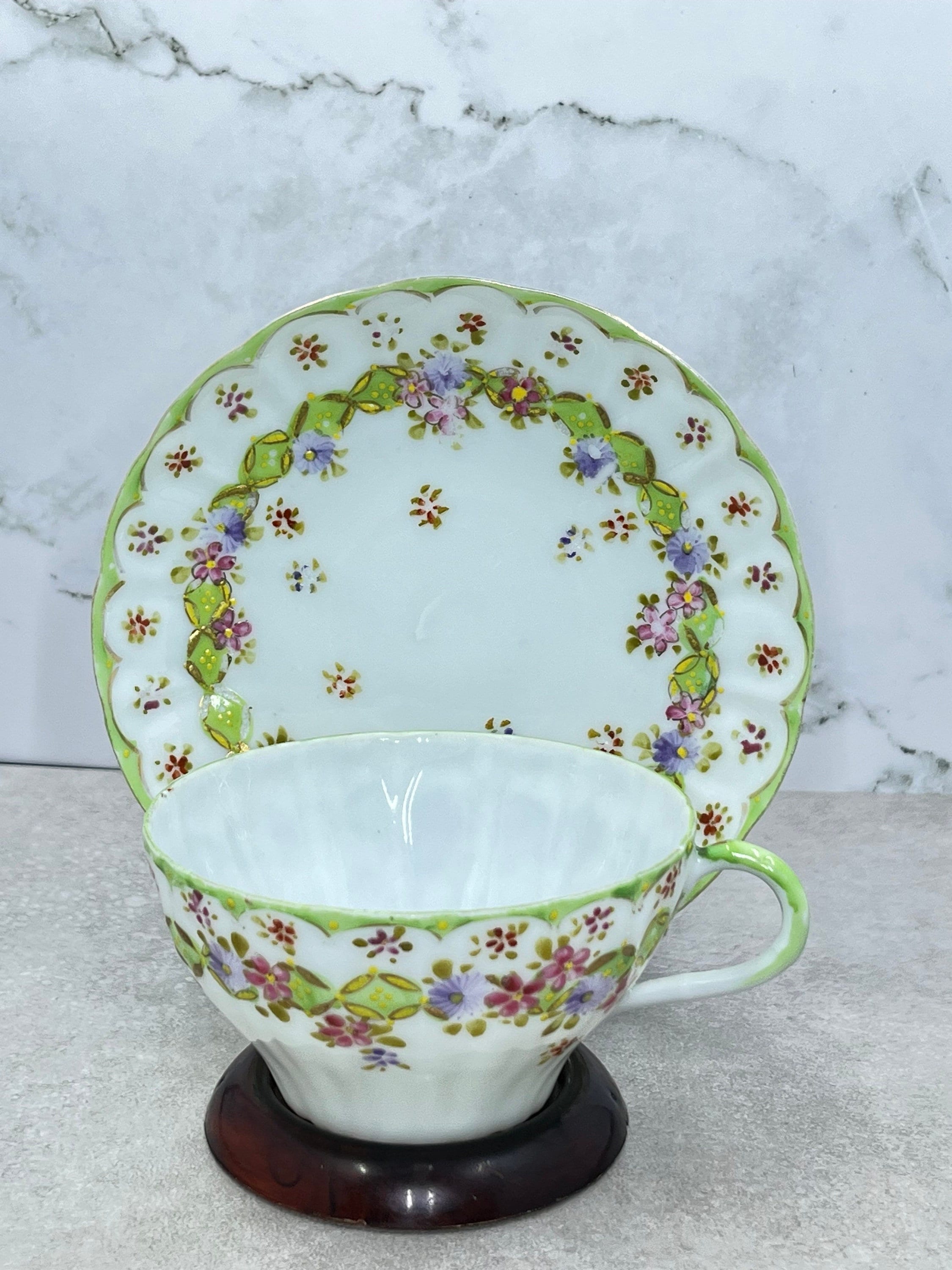 Vintage Japanese Eggshell Porcelain Tea Cup and Saucer: Hand-painted ...
