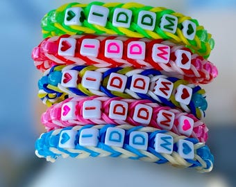 Type 1 Diabetes Medical Alert Bracelet: Rainbow Loom Rubber, Toddler IDDM