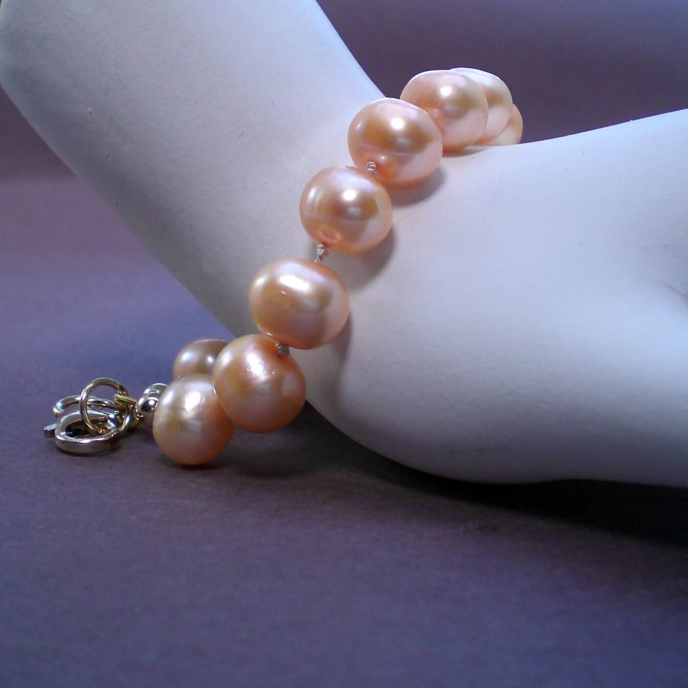 Hand Knotted Pearl Bracelet Natural Pink - One Strand - Anniversary ...