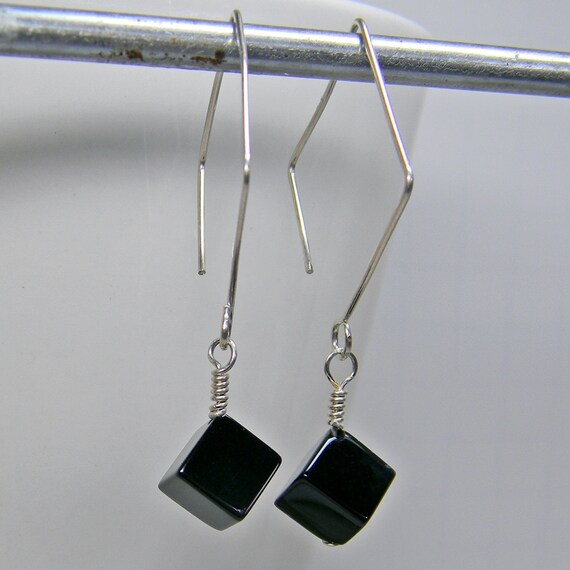 New Fashion Women/'s 10 mm Natural Black Agate Onyx Leverback Boucles D/'oreilles