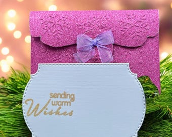 Christmas Embossed Gift Card Holders: Pastel Colors, Magnetic Closure (Set of 5)