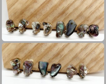 Raw Abalone Sea Shell Clip On Earrings. A stylish ocean look. Select from 7 different pairs!