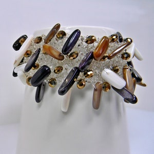 Wire Crochet Bracelet: Shell Beads, Sterling Silver Clasp