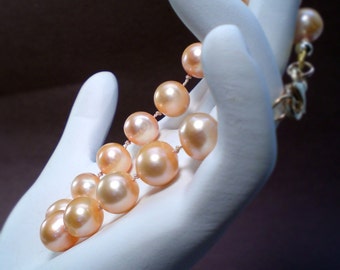 Hand Knotted Pearl Bracelet  Natural Pink - One Strand - Anniversary - Birthday - Weddings - Gifts