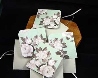 Assortment Rose Mini Notes with Envelops; 4 Notes Envelops and Storage Envelop; Mother&#39;s Day Bridal Shower Thank you Lunch Box Notes