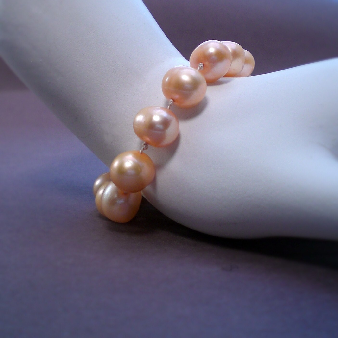 Hand Knotted Pearl Bracelet Natural Pink - One Strand - Anniversary ...