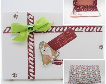 Handmade Dog Puns Christmas Pop UP Gift Card or Money Holders; We Woof You A Merry Christmas; Animal Puns Holiday wishes
