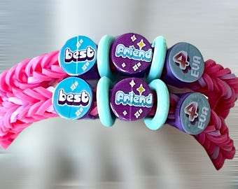 Friend Forever Rubber Band Bracelet Set, Kids Friendship Jewelry