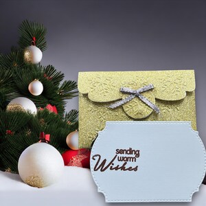 5er-Set Weihnachtskartenhalter mit Prägung | Nordpol Lieferung & Liebe Grüße in Silber und Gold