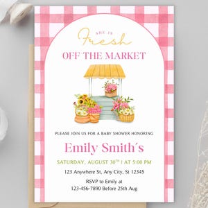 Fresh Off The Market Bridal Shower Invitation: Editable Template (Digital Download