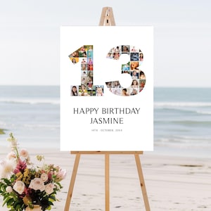 13th Birthday Photo Collage Template: Customizable Party Decor (Digital Download