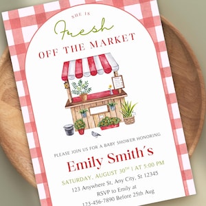 Fresh Off The Market Bridal Shower Invitation: Modern Invite Template (Digital Download 5x7&quot;