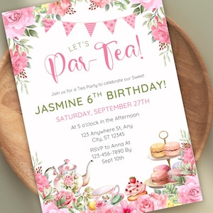 Wildflower Tea Party Birthday Invitation Template: Editable Floral Design (Canva, Digital Download)