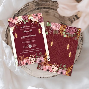 Editable Muslim Wedding Invitation Template, Nikkah Invitation Template, Digital Islamic Wedding Invite,Walima, Baraat Invite, Mehndi Invite