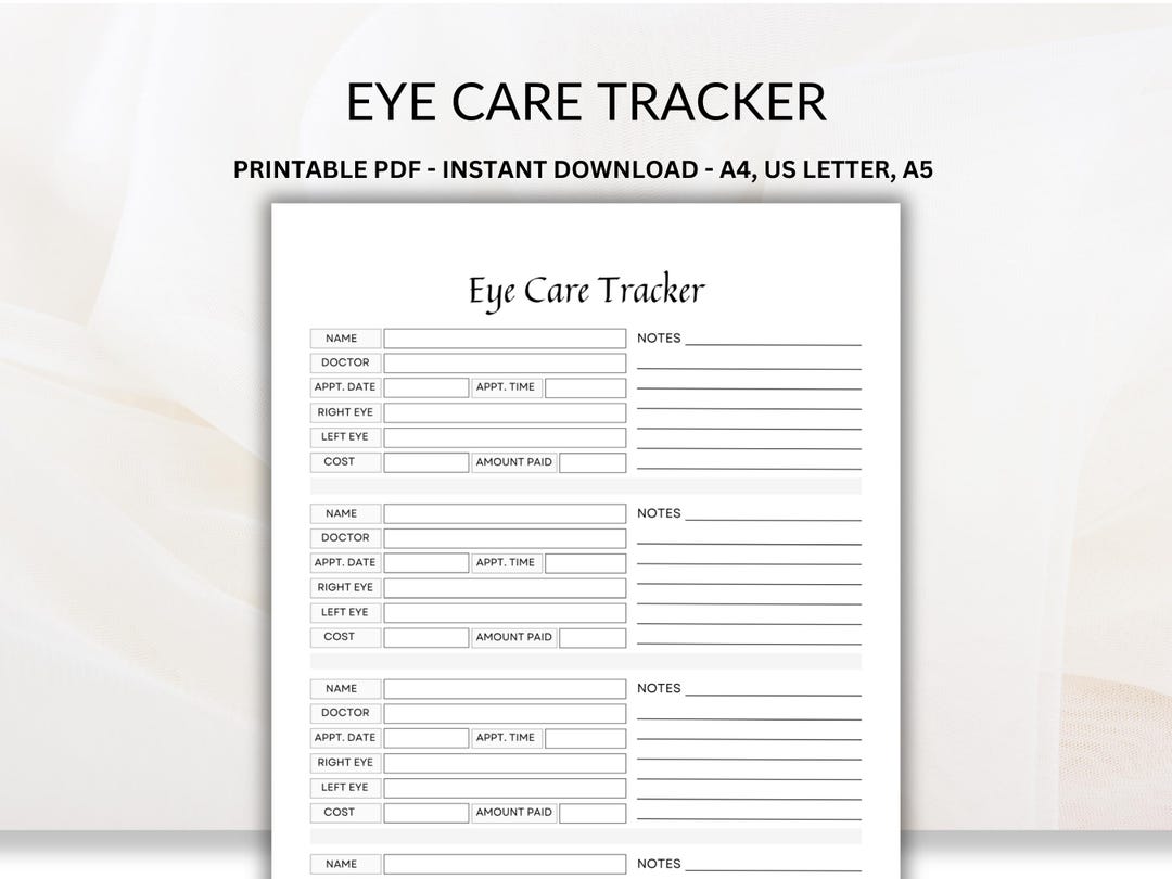 Eye Tracking Printable Pdf Eye Care Tracker: Vision Health Planner (digital Download) - Etsy