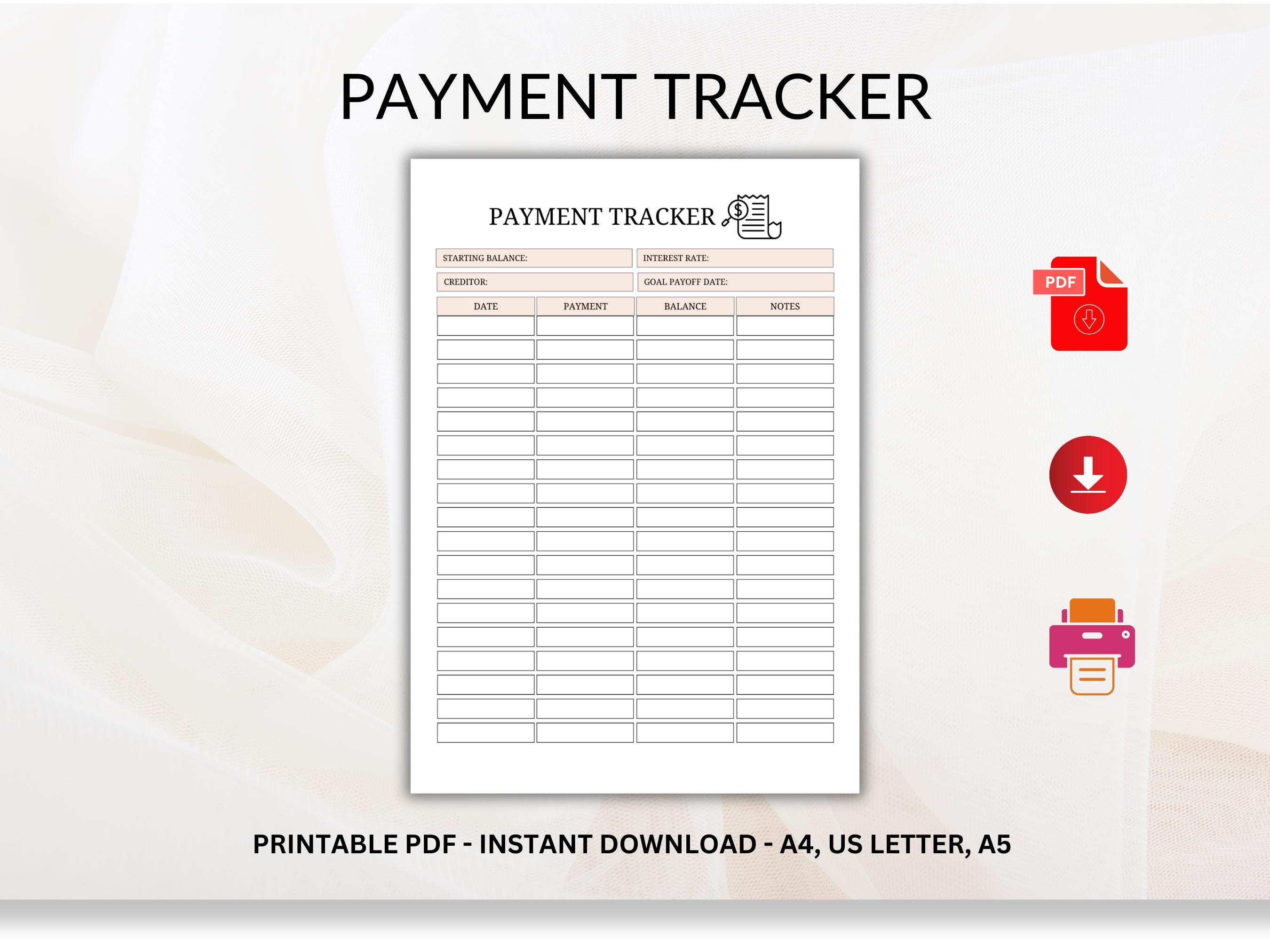 Bill Payment Tracker Printable, Payment Checklist, Invoice Tracker ...