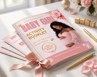 Baby Girl Activity Game Booklet Template, Pink Princess Baby Shower Games, Editable Canva Baby Shower Booklet, Printable Party Theme