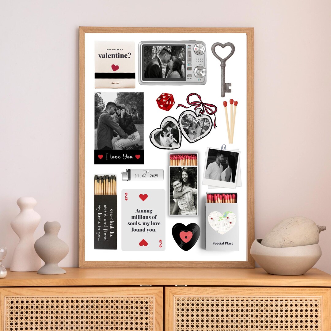 Romantic Memory Collage Kit, Valentine's Day Scrapbook (A4 & US Letter ...