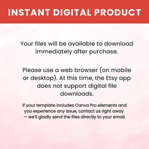 Puede incluir: Anuncio de producto digital con el texto "INSTANT DIGITAL PRODUCT" en una pancarta roja. El texto blanco de abajo explica la disponibilidad de descarga inmediata despu&eacute;s de la compra y el uso del navegador.
